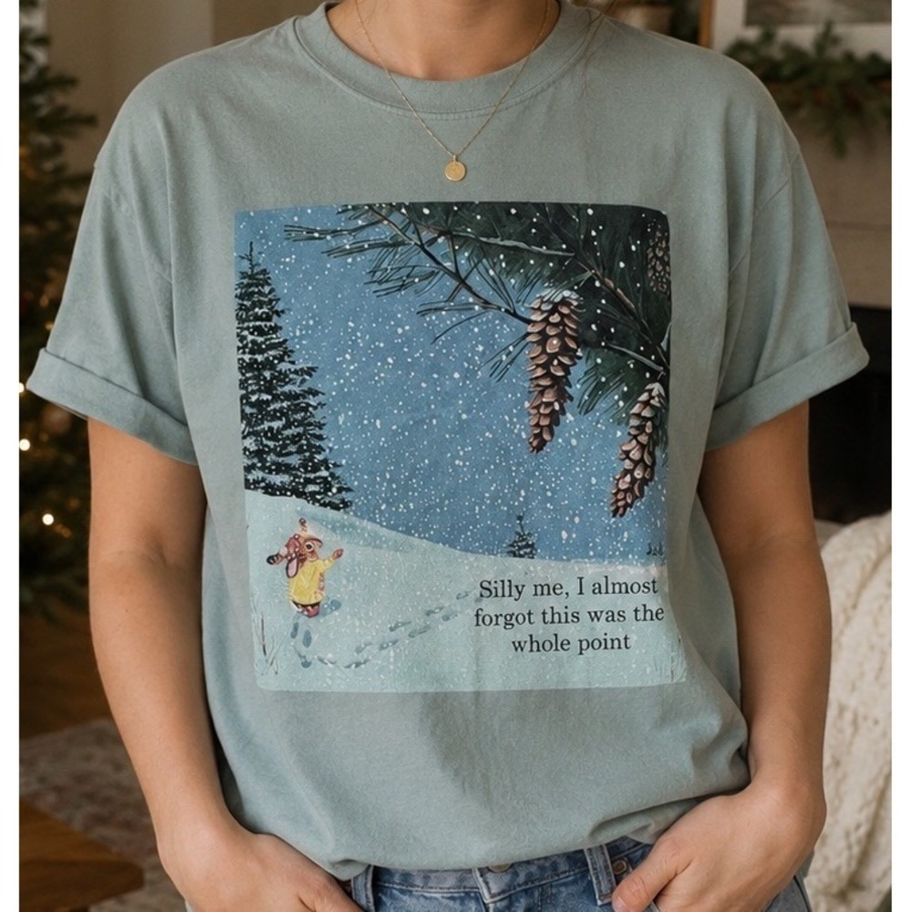 New Richard Scarry's Busy World Men's XL Green Graphic Tee Bunny Crew Neck